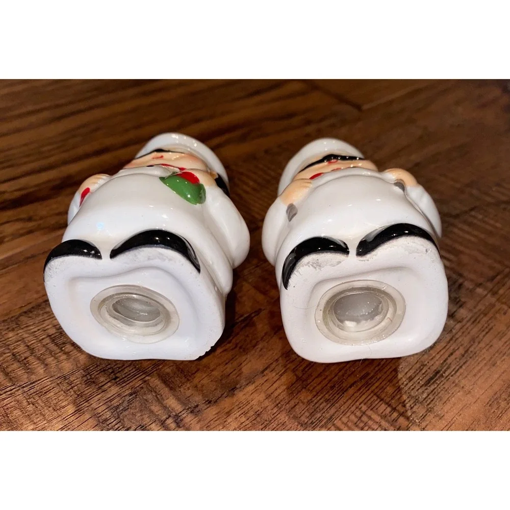 Vintage Fat Chef Salt and Pepper Shakers Set Ceramic Kitchen Bistro Decor 2pc